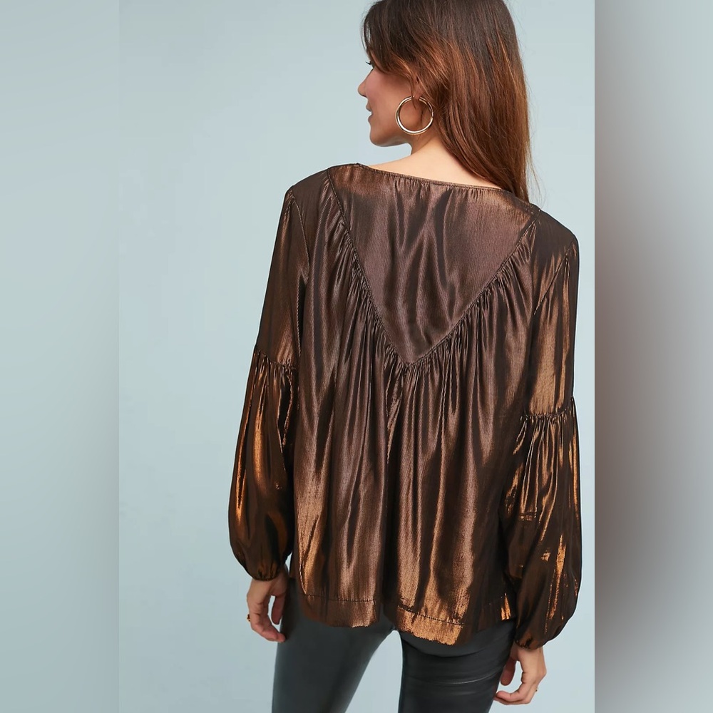 Anthropologie Amadi Merry Metallic Blouse Size Medium - Picture 3 of 11